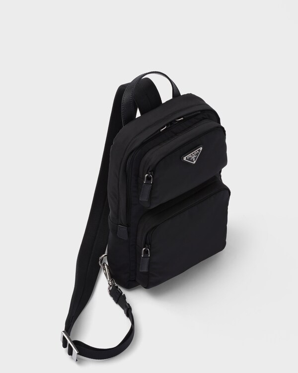 Re-Nylon and Saffiano leather backpack - Black Re-Nylon and Saffiano leather backpack - Black