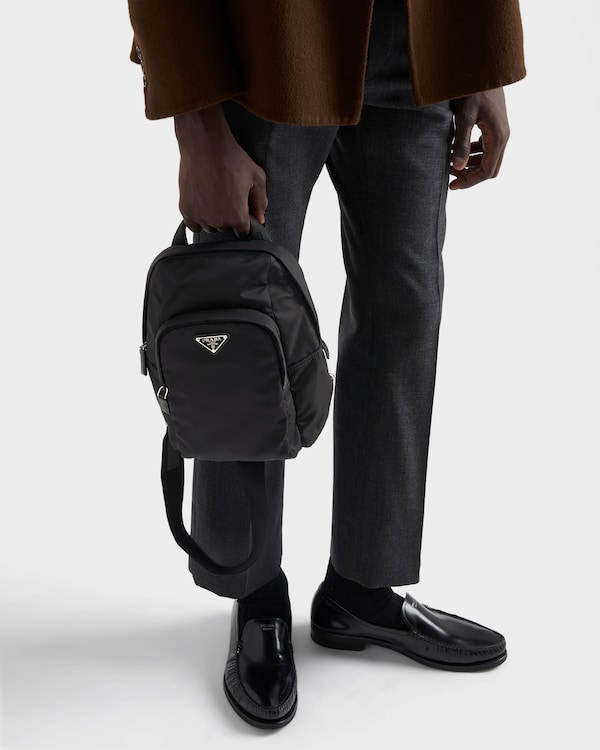 Re-Nylon and Saffiano leather backpack - Black Re-Nylon and Saffiano leather backpack - Black