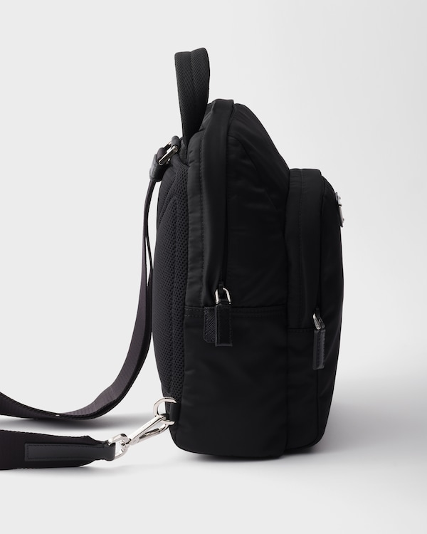 Re-Nylon and Saffiano leather backpack - Black Re-Nylon and Saffiano leather backpack - Black