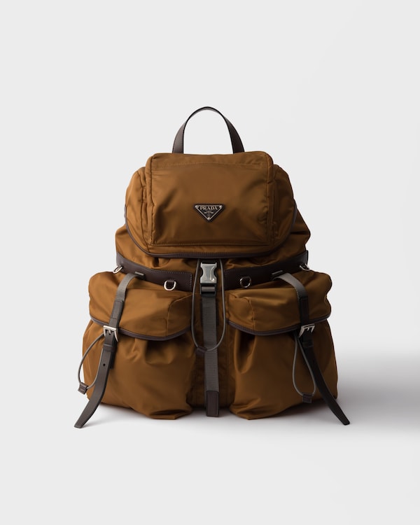Re-Nylon and leather backpack - Brandy Re-Nylon and leather backpack - Brandy