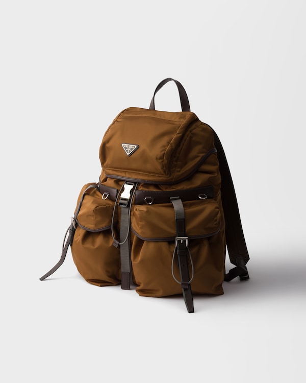 Re-Nylon and leather backpack - Brandy Re-Nylon and leather backpack - Brandy