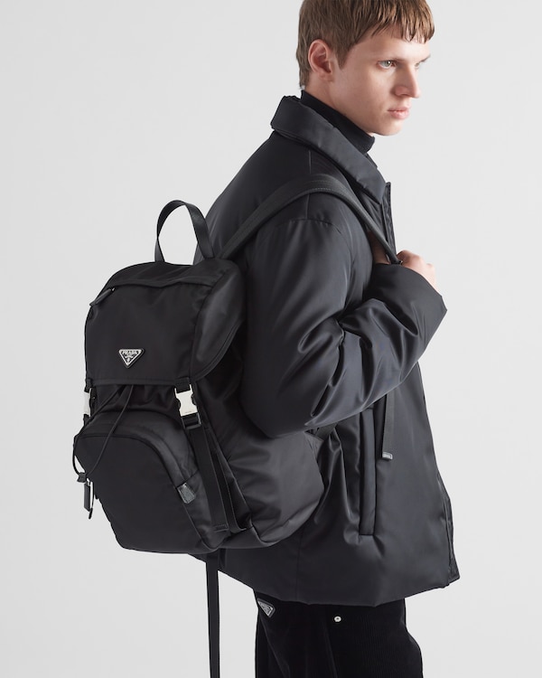 Re-Nylon and Saffiano leather backpack - Black Re-Nylon and Saffiano leather backpack - Black