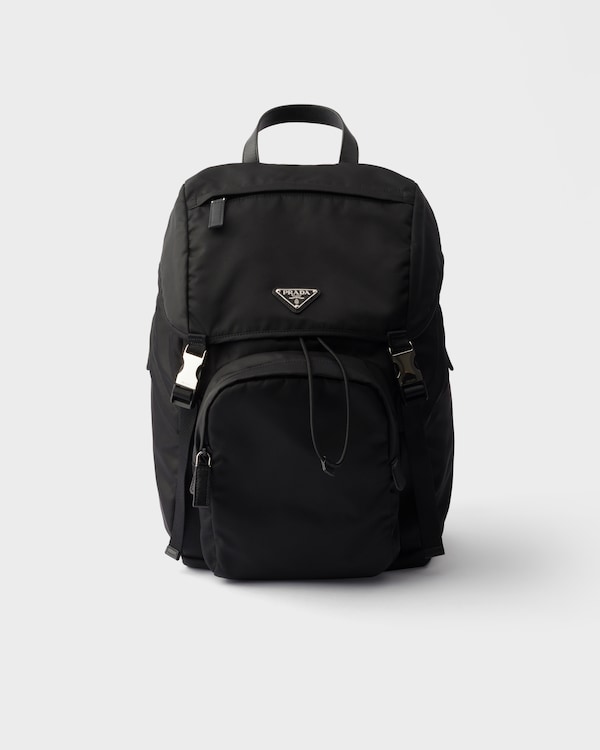 Re-Nylon and Saffiano leather backpack - Black Re-Nylon and Saffiano leather backpack - Black