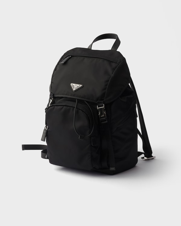 Re-Nylon and Saffiano leather backpack - Black Re-Nylon and Saffiano leather backpack - Black