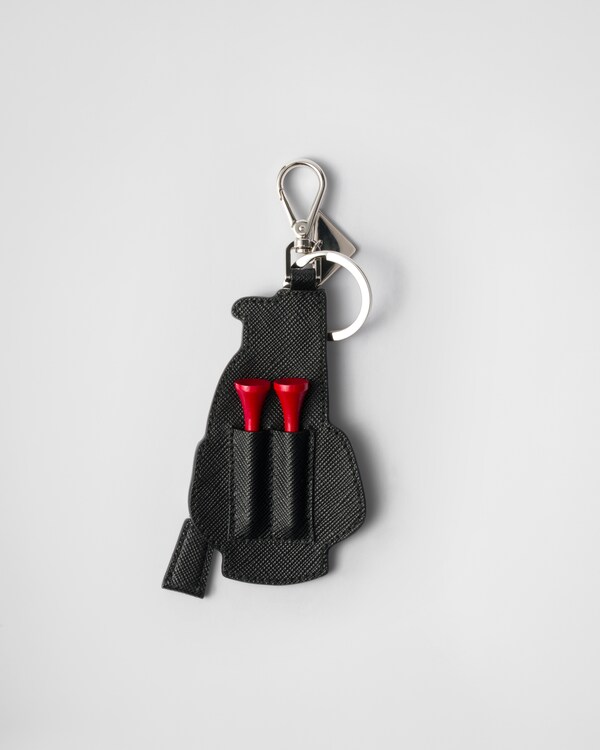 Saffiano leather golf tee bag charm - Black/Fiery Red Saffiano leather golf tee bag charm - Black/Fiery Red