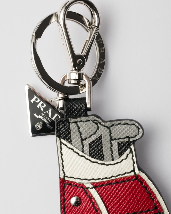 Saffiano leather golf tee bag charm - Black/Fiery Red Saffiano leather golf tee bag charm - Black/Fiery Red