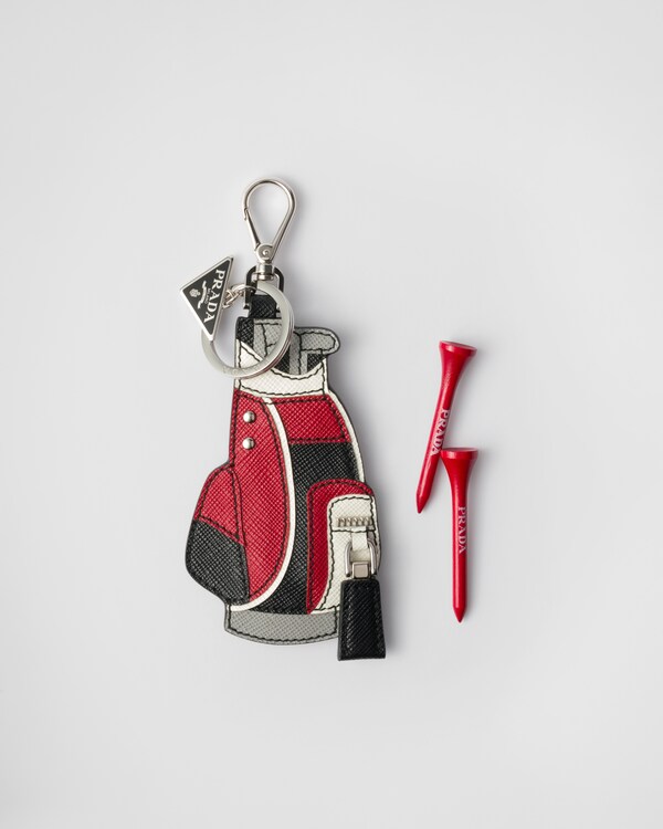 Saffiano leather golf tee bag charm - Black/Fiery Red Saffiano leather golf tee bag charm - Black/Fiery Red