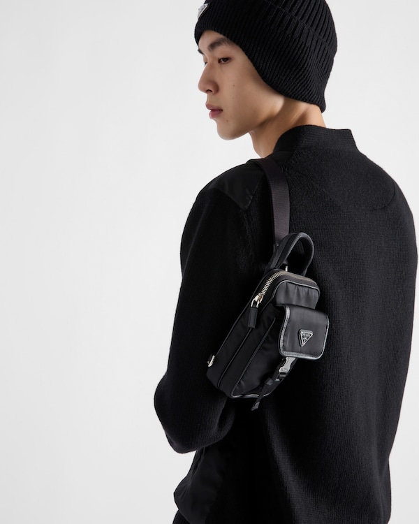 Re-Nylon and Saffiano leather smartphone case - Black Re-Nylon and Saffiano leather smartphone case - Black