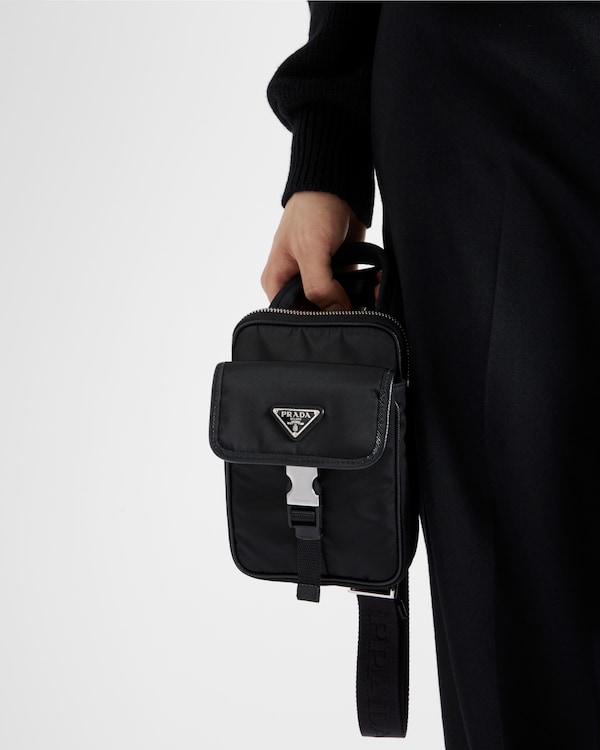 Re-Nylon and Saffiano leather smartphone case - Black Re-Nylon and Saffiano leather smartphone case - Black