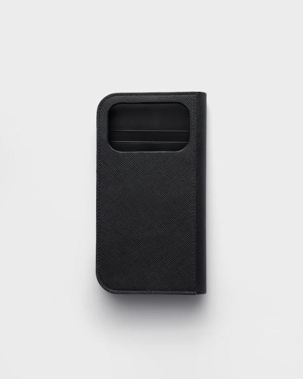 Saffiano leather case for iPhone 17 Pro Max - Black Saffiano leather case for iPhone 17 Pro Max - Black