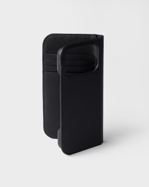 Saffiano leather case for iPhone 17 Pro Max - Black Saffiano leather case for iPhone 17 Pro Max - Black