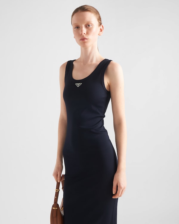 Ribbed knit cotton dress - Navy Ribbed knit cotton dress - Navy