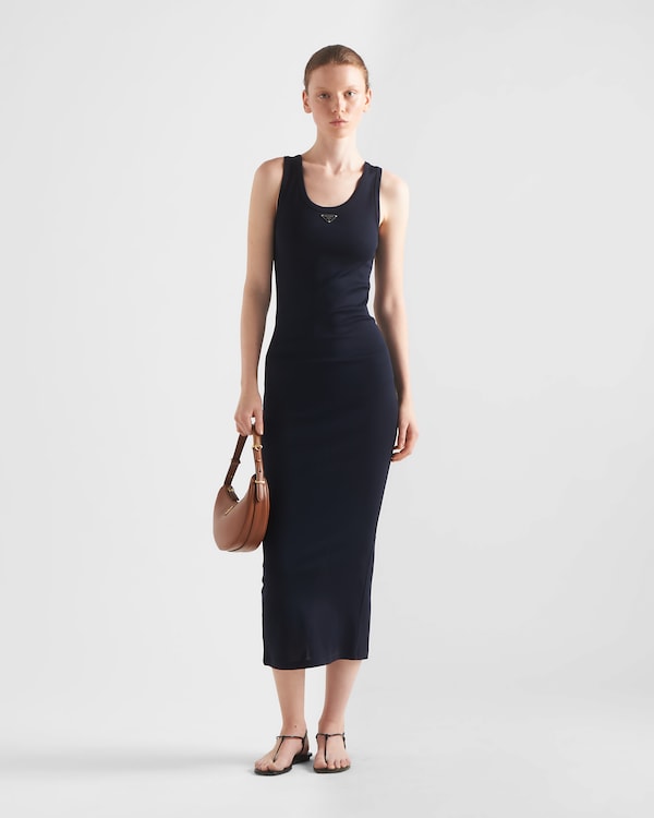 Ribbed knit cotton dress - Navy Ribbed knit cotton dress - Navy