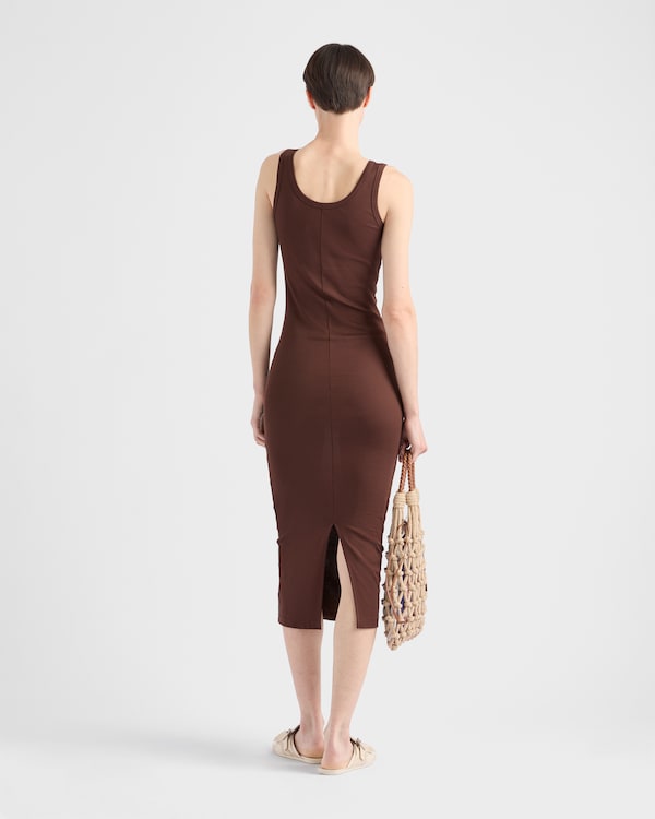 Ribbed knit cotton dress - Cocoa Brown Ribbed knit cotton dress - Cocoa Brown