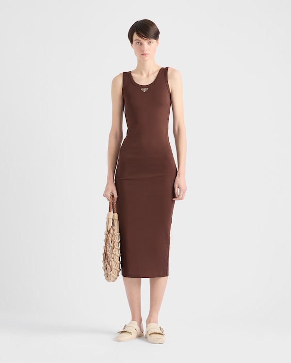Ribbed knit cotton dress - Cocoa Brown Ribbed knit cotton dress - Cocoa Brown