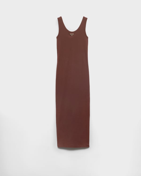 Ribbed knit cotton dress - Cocoa Brown Ribbed knit cotton dress - Cocoa Brown