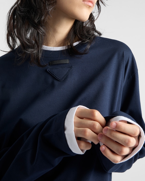 Long-sleeved jersey T-shirt - Navy Long-sleeved jersey T-shirt - Navy