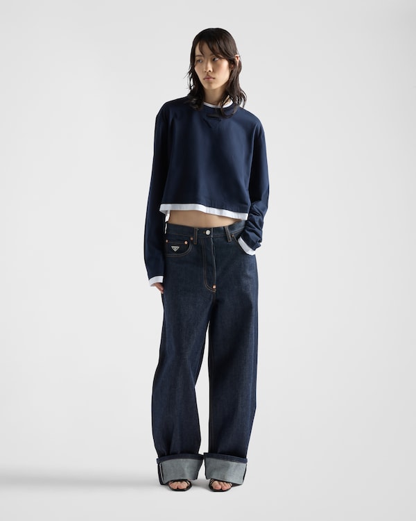 Long-sleeved jersey T-shirt - Navy Long-sleeved jersey T-shirt - Navy