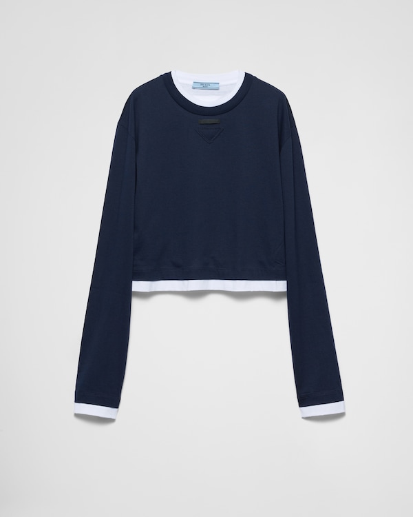Long-sleeved jersey T-shirt - Navy Long-sleeved jersey T-shirt - Navy