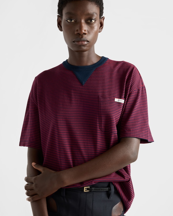 Oversized striped jersey T-shirt - Amaranth/Blue Oversized striped jersey T-shirt - Amaranth/Blue