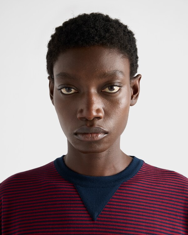 Oversized striped jersey T-shirt - Amaranth/Blue Oversized striped jersey T-shirt - Amaranth/Blue