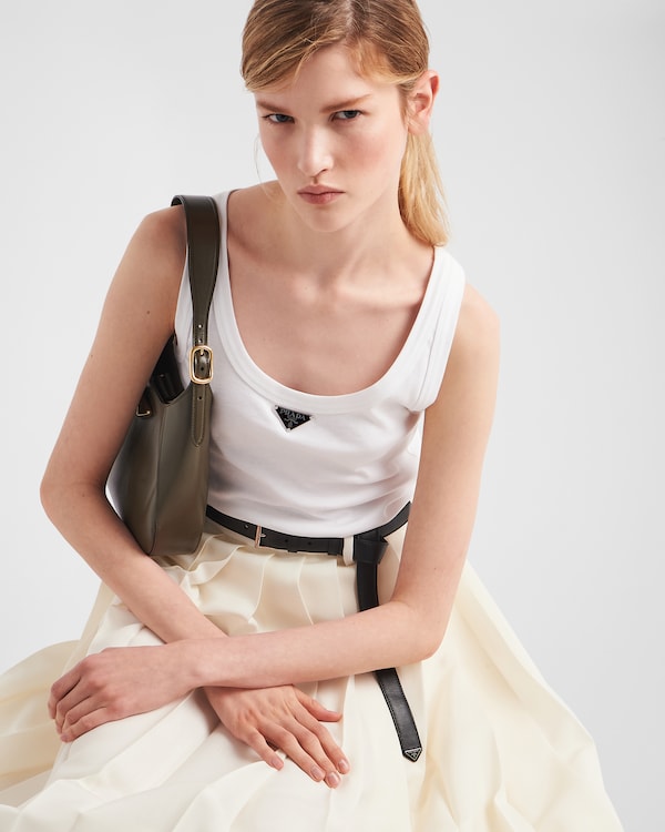 Ribbed knit jersey tank top - White Ribbed knit jersey tank top - White