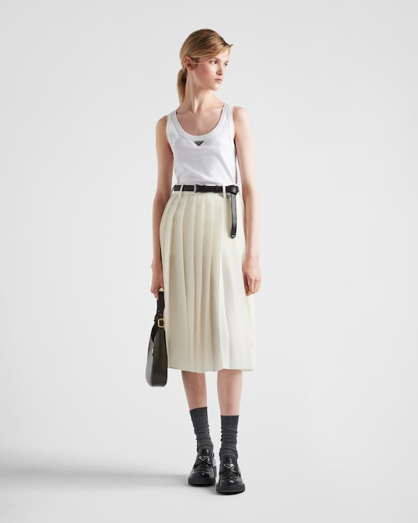 Ribbed knit jersey tank top - White Ribbed knit jersey tank top - White