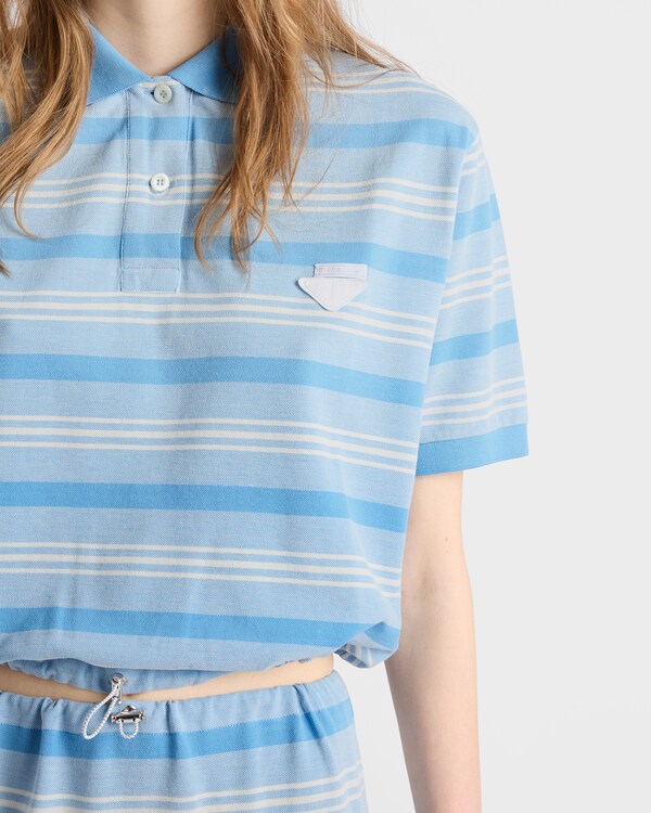 Striped print piqué polo shirt - Light Blue Striped print piqué polo shirt - Light Blue