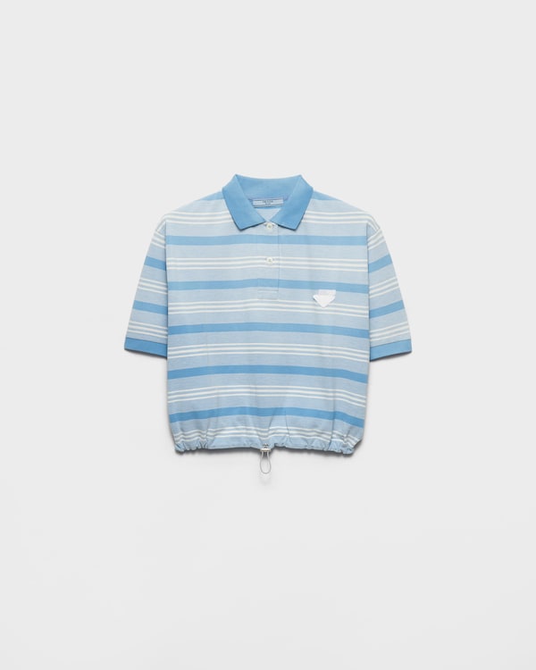 Striped print piqué polo shirt - Light Blue Striped print piqué polo shirt - Light Blue