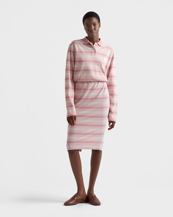 Long-sleeved striped piqué polo shirt - Alabaster Pink Long-sleeved striped piqué polo shirt - Alabaster Pink
