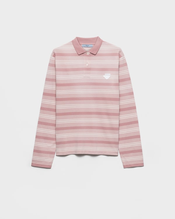 Long-sleeved striped piqué polo shirt - Alabaster Pink Long-sleeved striped piqué polo shirt - Alabaster Pink