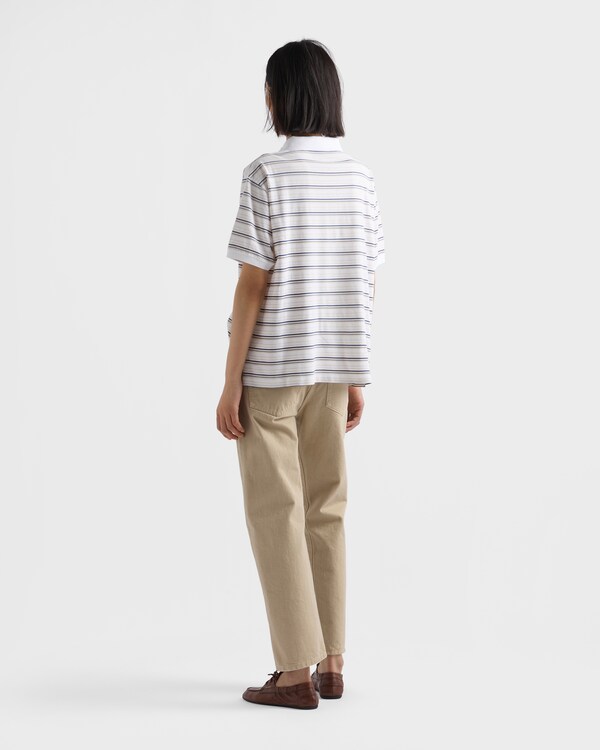 Striped piqué polo shirt - White/Royal blue Striped piqué polo shirt - White/Royal blue