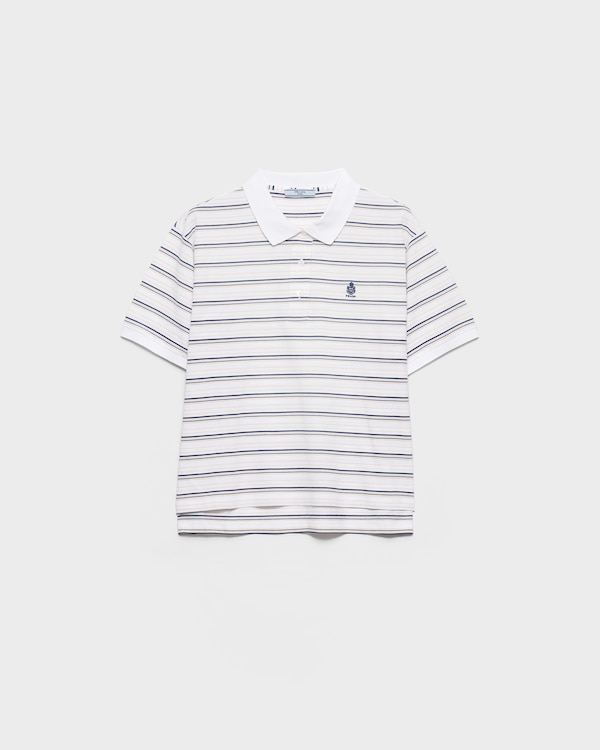 Striped piqué polo shirt - White/Royal blue Striped piqué polo shirt - White/Royal blue