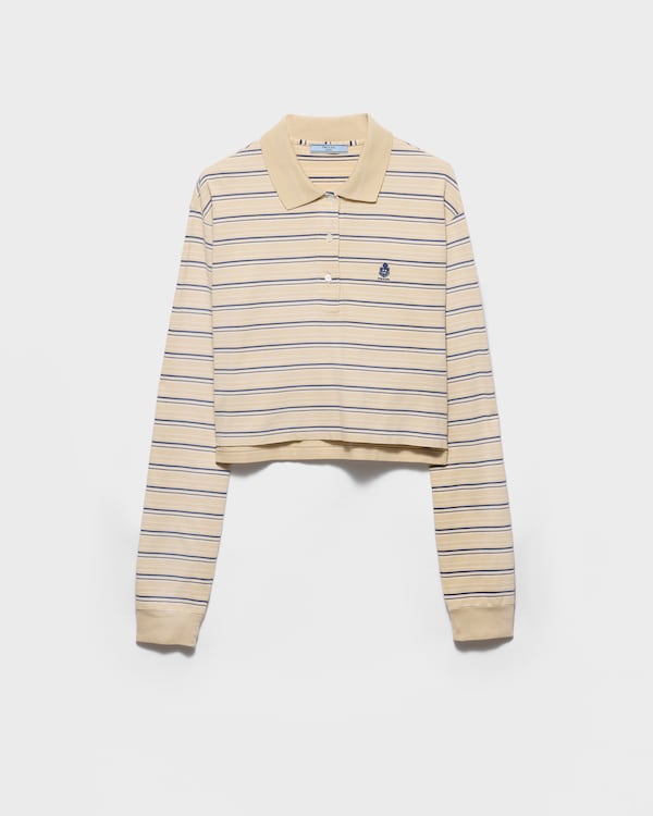 Striped piqué polo shirt - Desert/Royal Blue Striped piqué polo shirt - Desert/Royal Blue