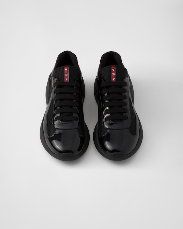 Prada America’s Cup漆面皮革和织物面料运动鞋 - 黑色 Prada America’s Cup漆面皮革和织物面料运动鞋 - 黑色