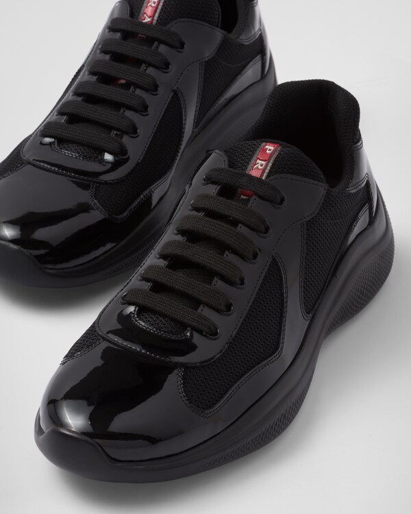Patent leather and technical fabric Prada America's Cup sneakers - Black Patent leather and technical fabric Prada America's Cup sneakers - Black