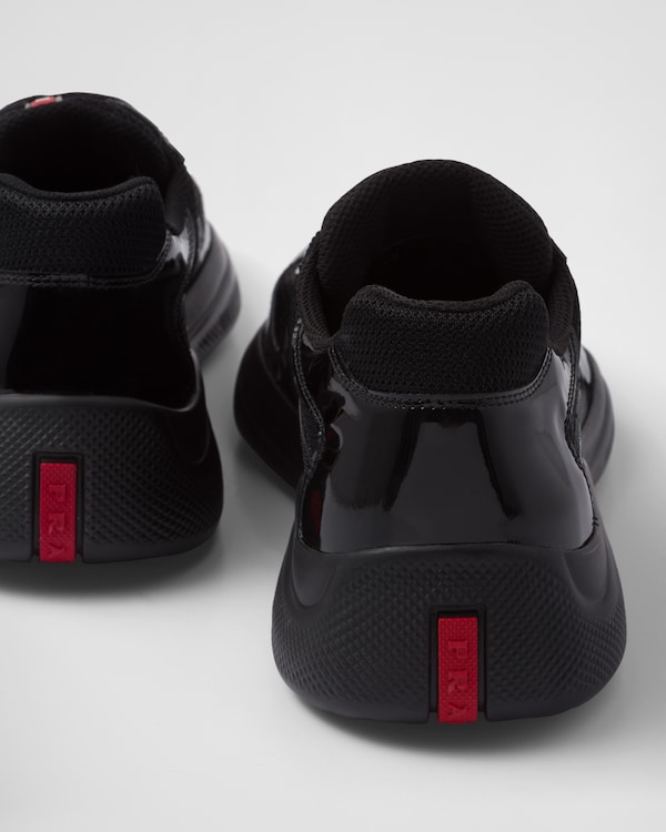 Patent leather and technical fabric Prada America's Cup sneakers - Black Patent leather and technical fabric Prada America's Cup sneakers - Black