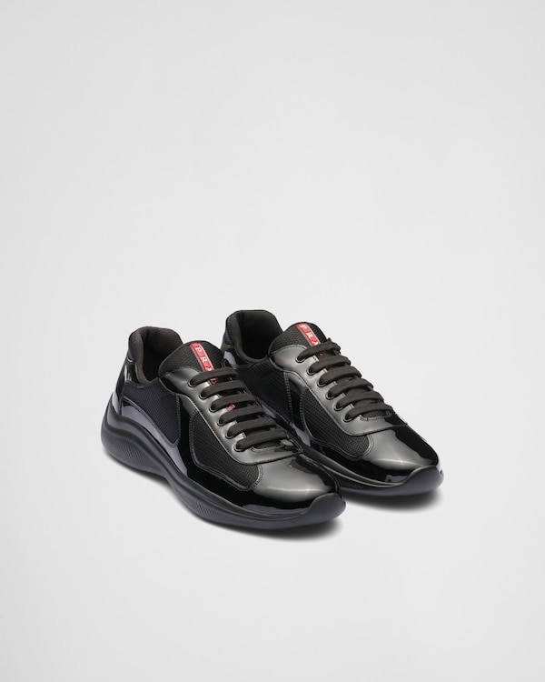 Patent leather and technical fabric Prada America's Cup sneakers - Black Patent leather and technical fabric Prada America's Cup sneakers - Black