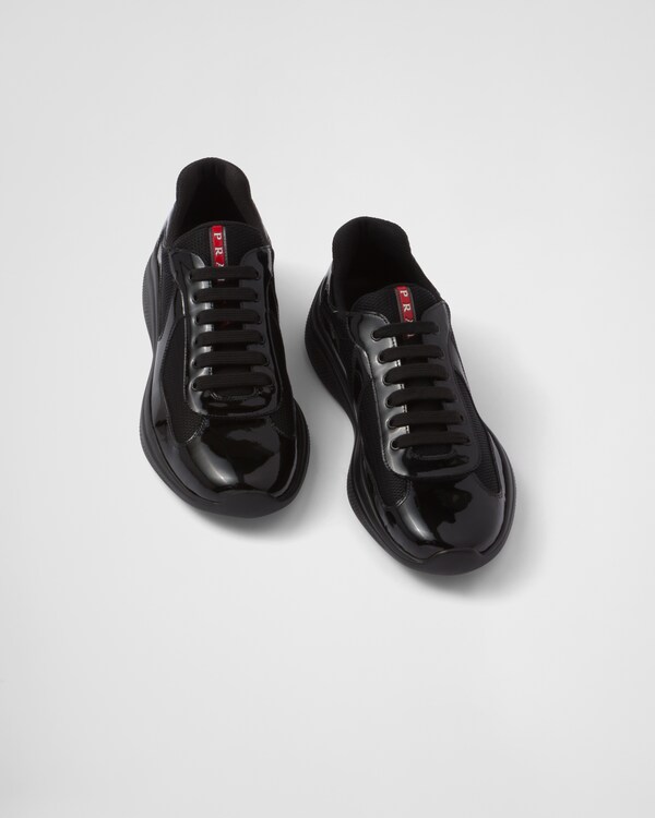 Patent leather and technical fabric Prada America's Cup sneakers - Black Patent leather and technical fabric Prada America's Cup sneakers - Black