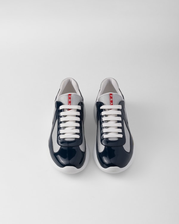 Prada America’s Cup漆面皮革和织物面料运动鞋 - 品蓝色 / 银色 Prada America’s Cup漆面皮革和织物面料运动鞋 - 品蓝色 / 银色