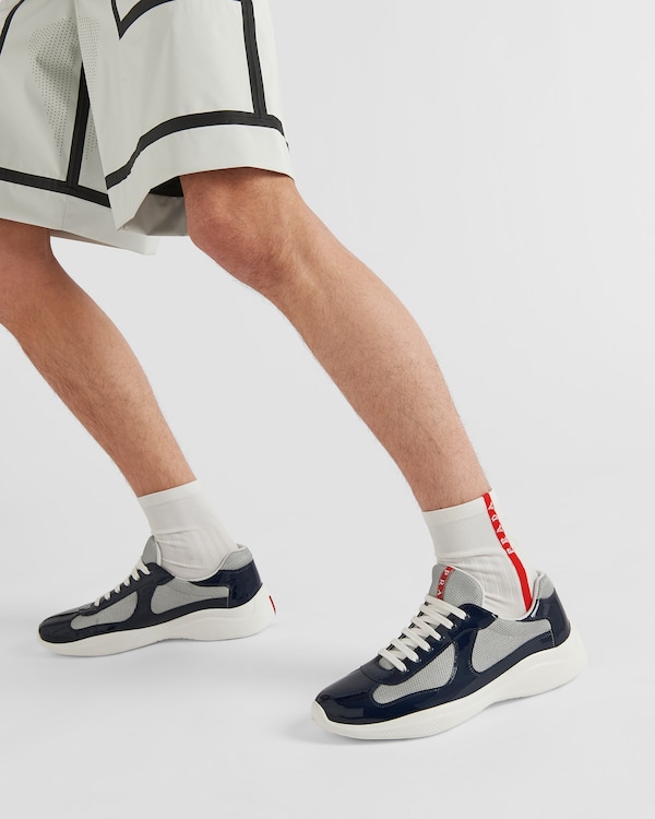 Patent leather and technical fabric Prada America's Cup sneakers - Royal Blue/Silver Patent leather and technical fabric Prada America's Cup sneakers - Royal Blue/Silver