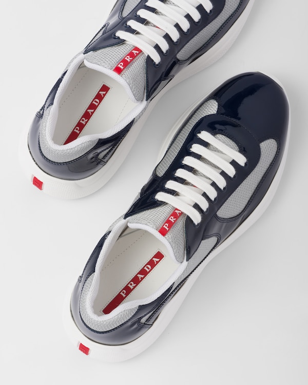 Patent leather and technical fabric Prada America's Cup sneakers - Royal Blue/Silver Patent leather and technical fabric Prada America's Cup sneakers - Royal Blue/Silver