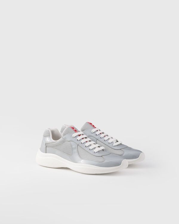 Prada America’s Cup漆面皮革和织物面料运动鞋 - 珍珠色 / 银色 Prada America’s Cup漆面皮革和织物面料运动鞋 - 珍珠色 / 银色