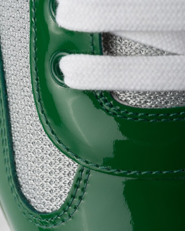 Patent leather and technical fabric Prada America's Cup sneakers - Green / Silver Patent leather and technical fabric Prada America's Cup sneakers - Green / Silver