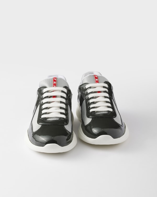 Patent leather and technical fabric Prada America's Cup sneakers - Anthracite Gray/Silver Patent leather and technical fabric Prada America's Cup sneakers - Anthracite Gray/Silver