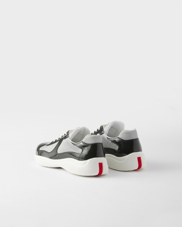 Patent leather and technical fabric Prada America's Cup sneakers - Anthracite Gray/Silver Patent leather and technical fabric Prada America's Cup sneakers - Anthracite Gray/Silver
