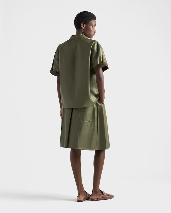 Pleated nappa leather skirt - Olive Green Pleated nappa leather skirt - Olive Green