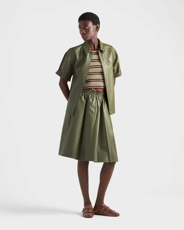 Pleated nappa leather skirt - Olive Green Pleated nappa leather skirt - Olive Green