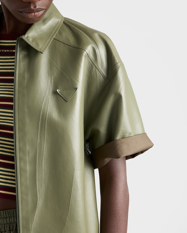 Nappa leather zipper shirt - Olive Green Nappa leather zipper shirt - Olive Green