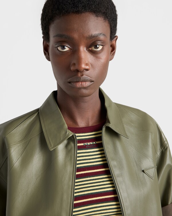 Nappa leather zipper shirt - Olive Green Nappa leather zipper shirt - Olive Green